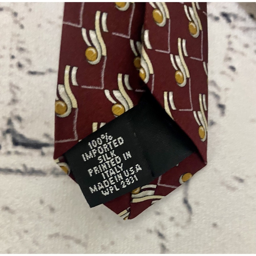NEW Zylos By George‎ Machado Neck Tie 64" Burgundy Geometric - Picture 4 of 6